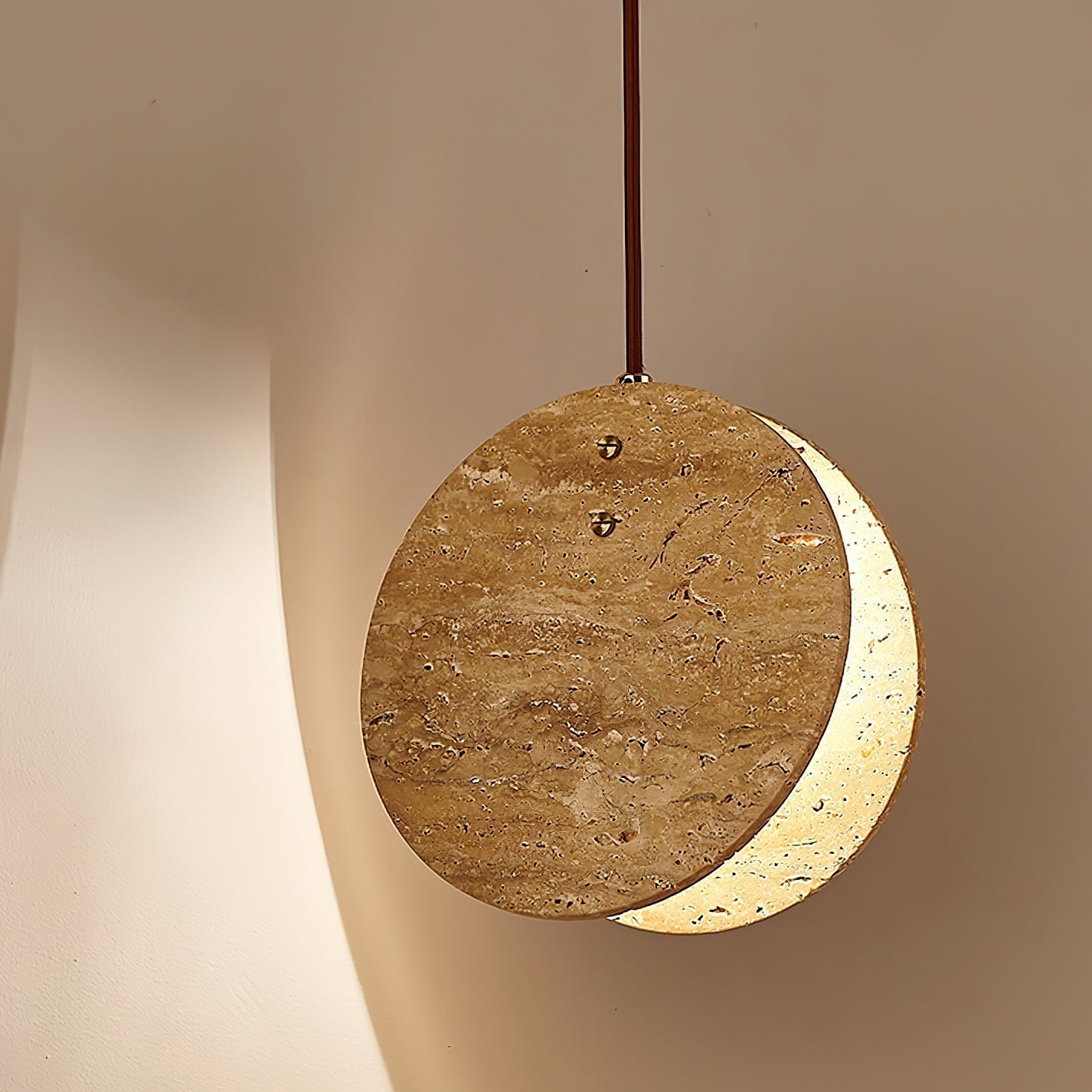 Lunarae Crescent Travertine Pendant Light