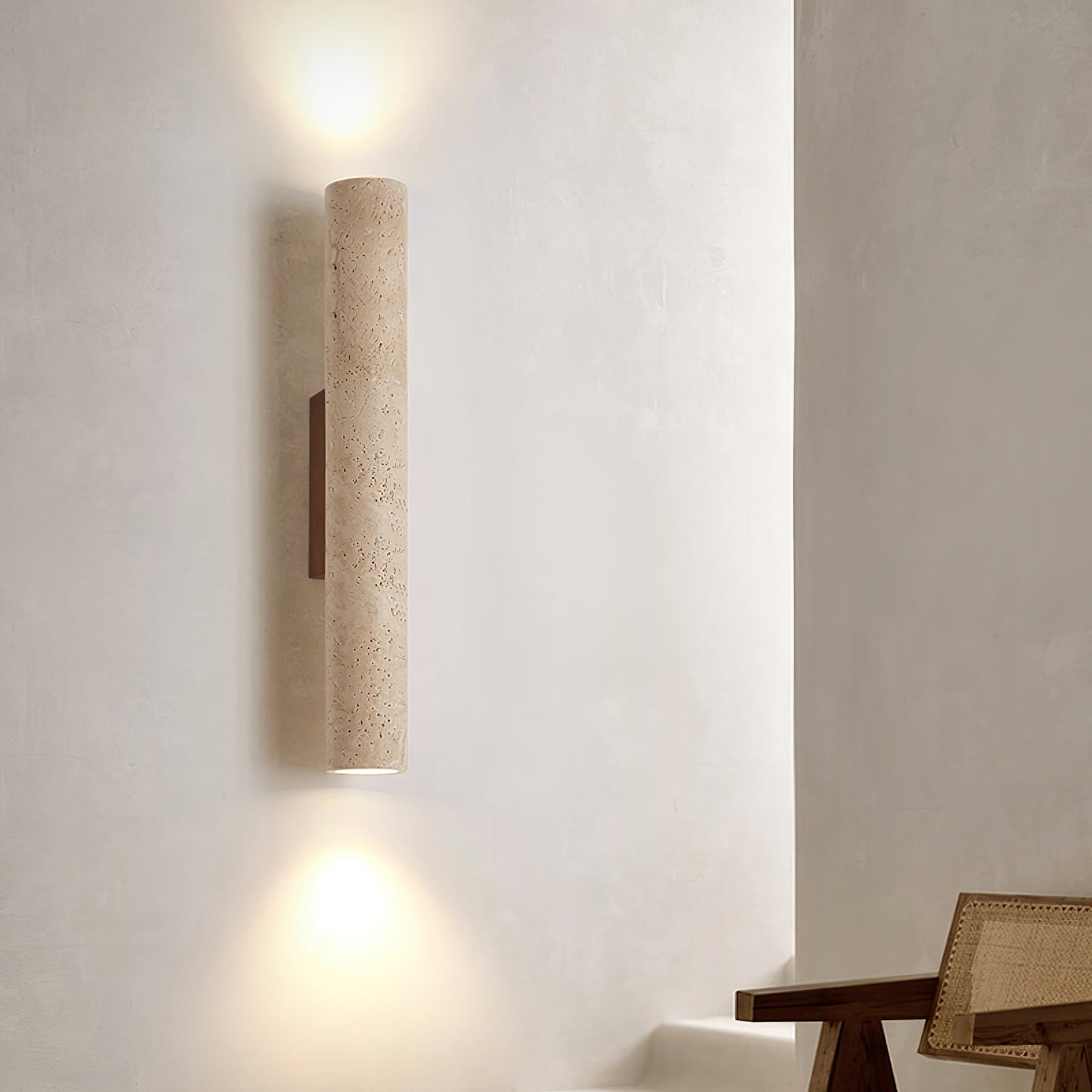 Olvaros Slim Cylinder Travertine Wall Light