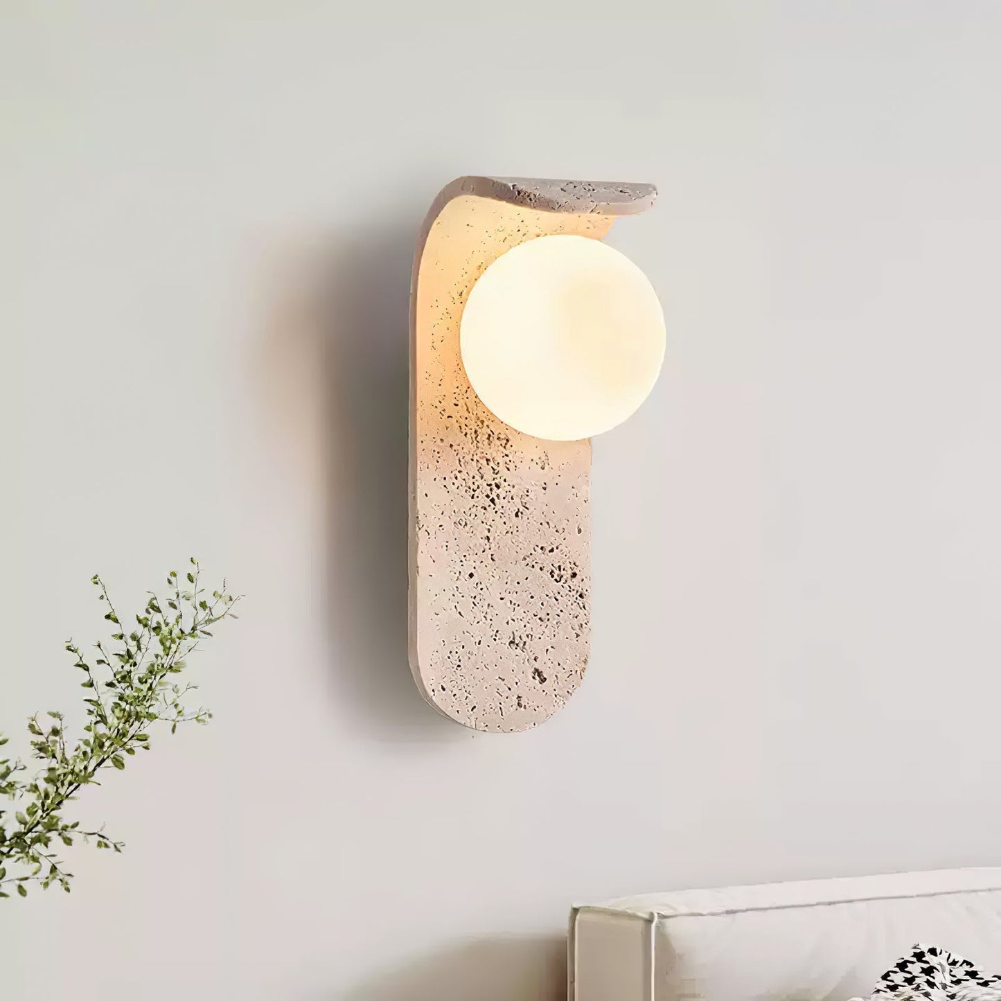 Cutalos Sconce-frame Travertine Wall Light
