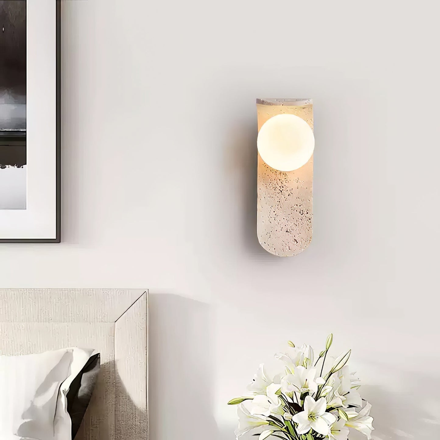 Cutalos Sconce-frame Travertine Wall Light
