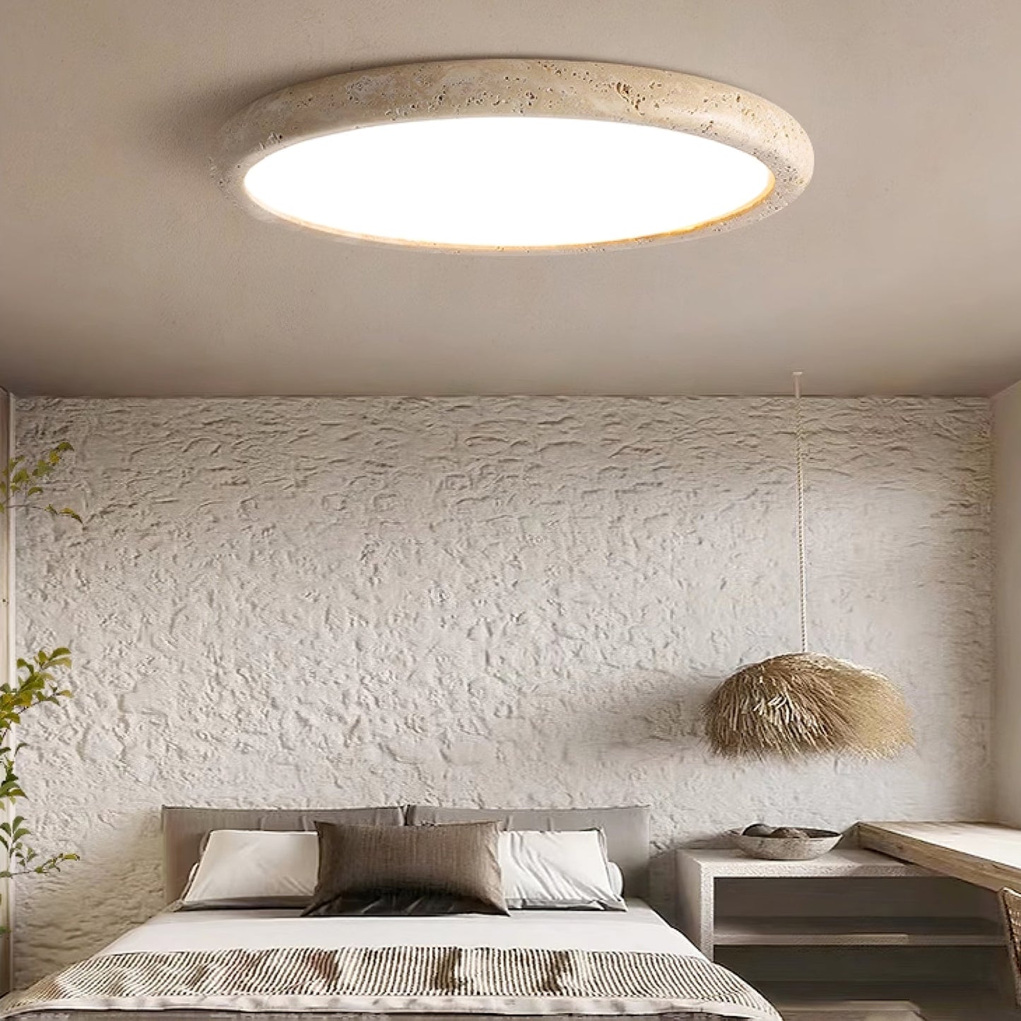 Aurrina Ring Frame Travertine Ceiling Light