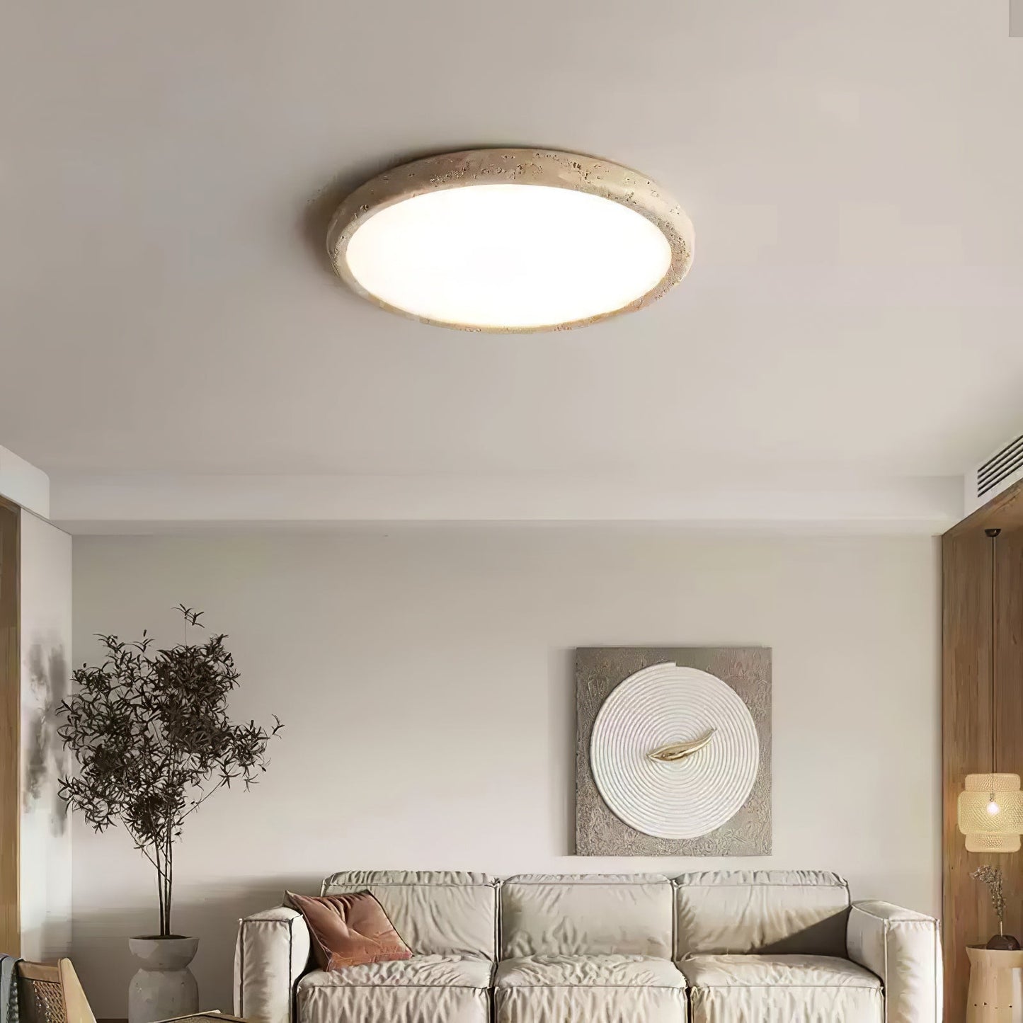 Aurrina Ring Frame Travertine Ceiling Light