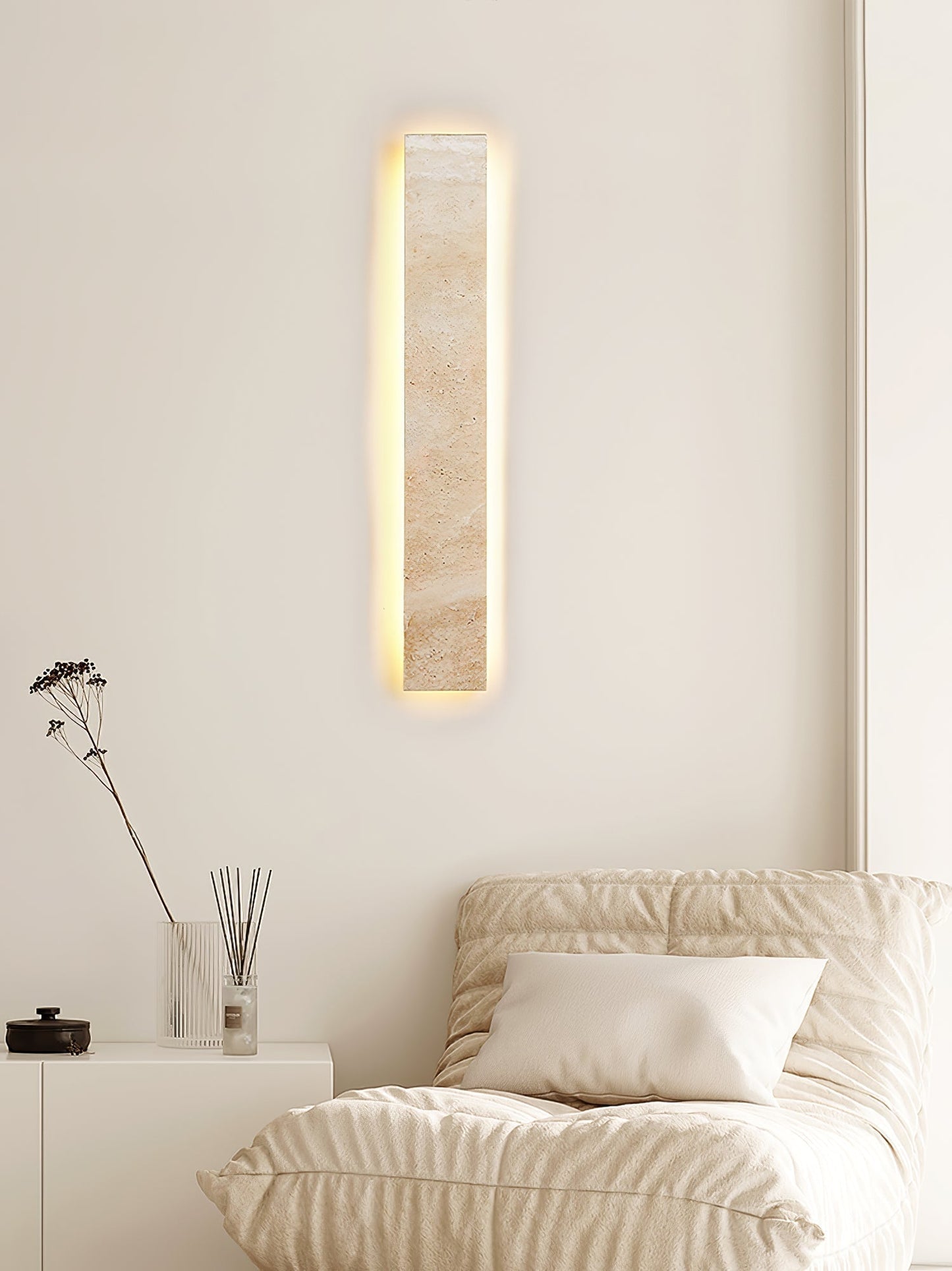 Olnorir Slim Rectangle Travertine Wall Light
