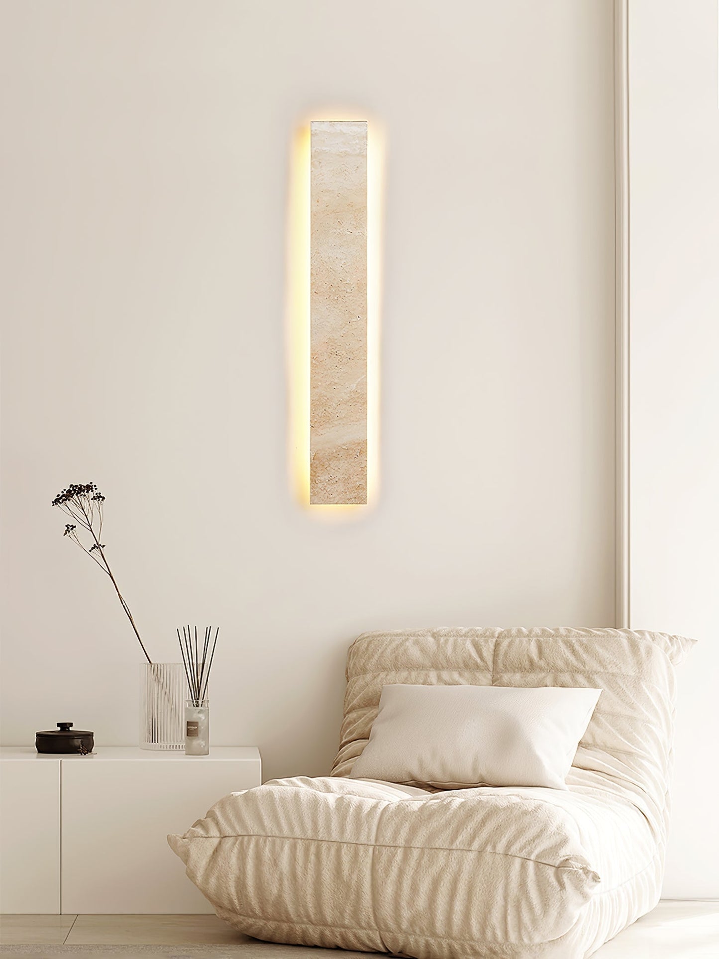 Olnorir Slim Rectangle Travertine Wall Light