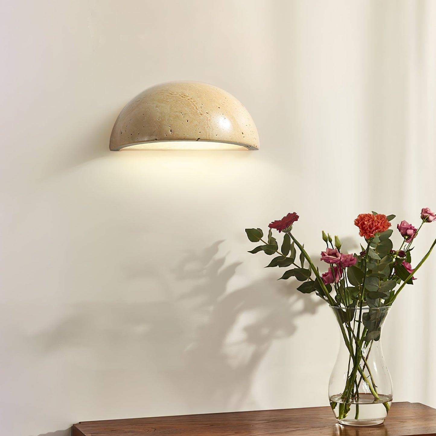 Vethayra Half-dome Travertine Wall Light