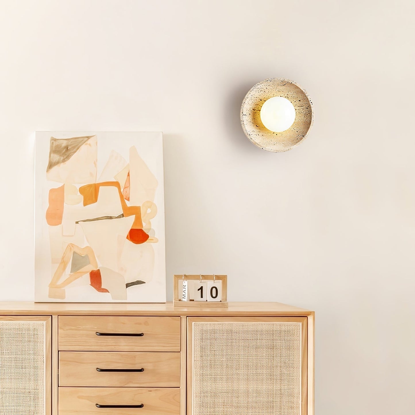 Vephair Bowl-frame Travertine Wall Light