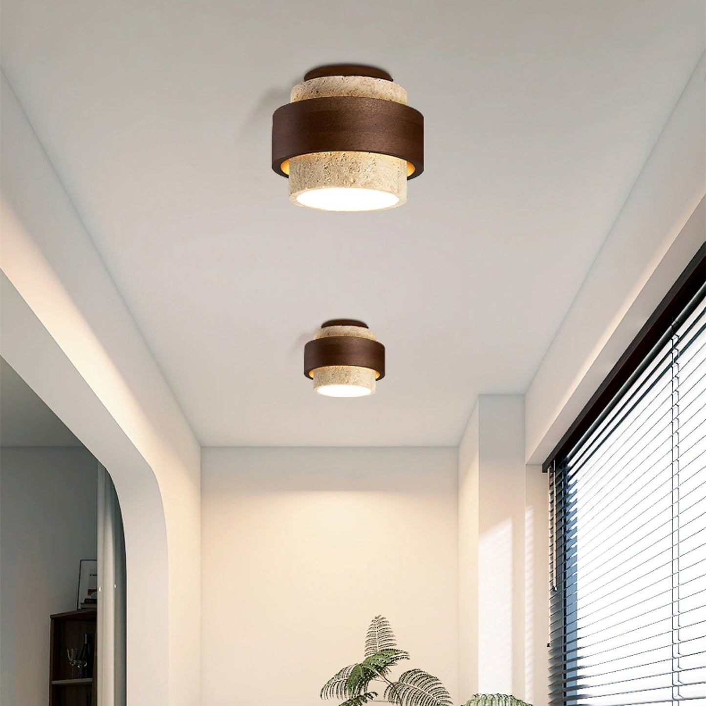 Eltalor Layered Ring Travertine Ceiling Light