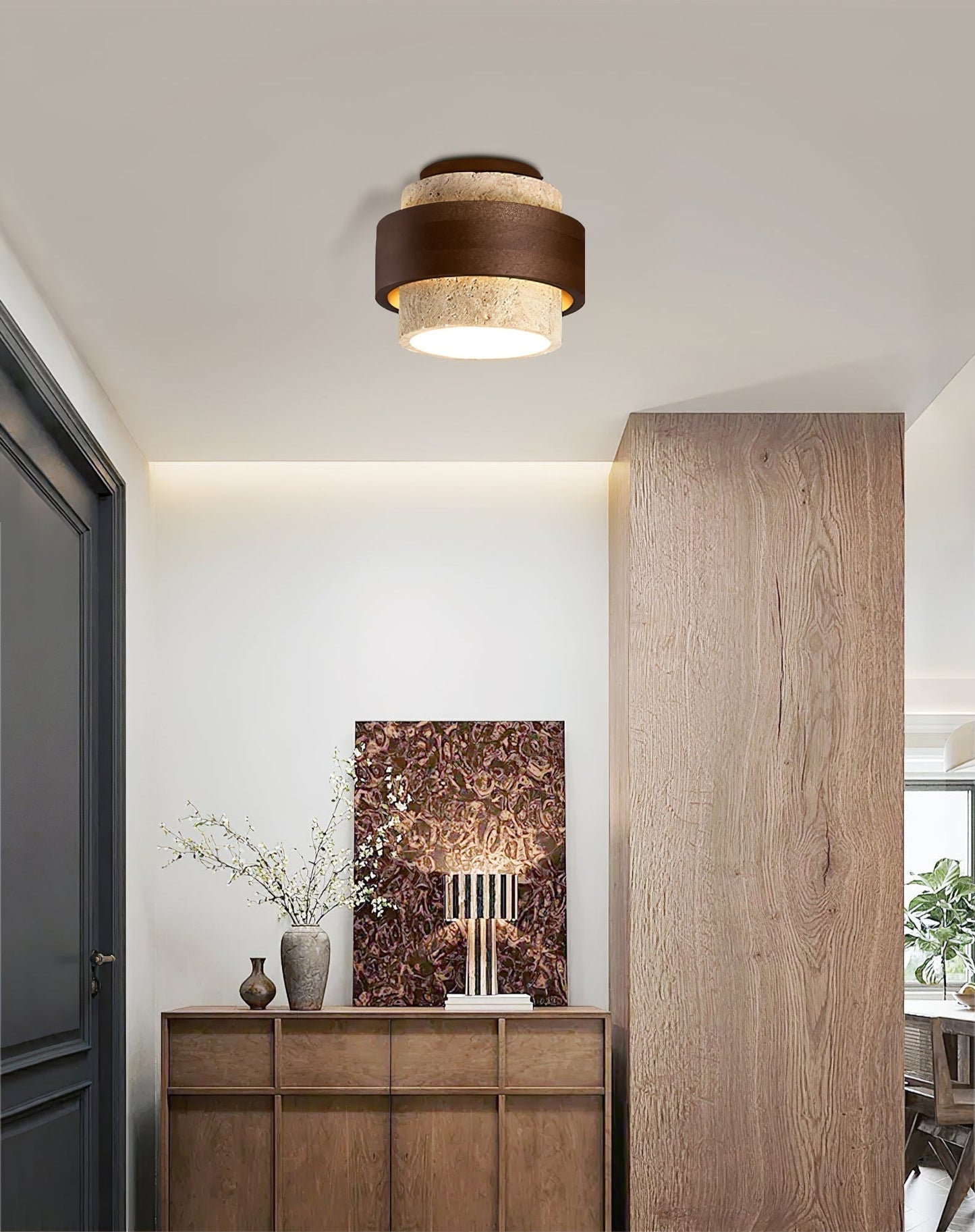 Eltalor Layered Ring Travertine Ceiling Light