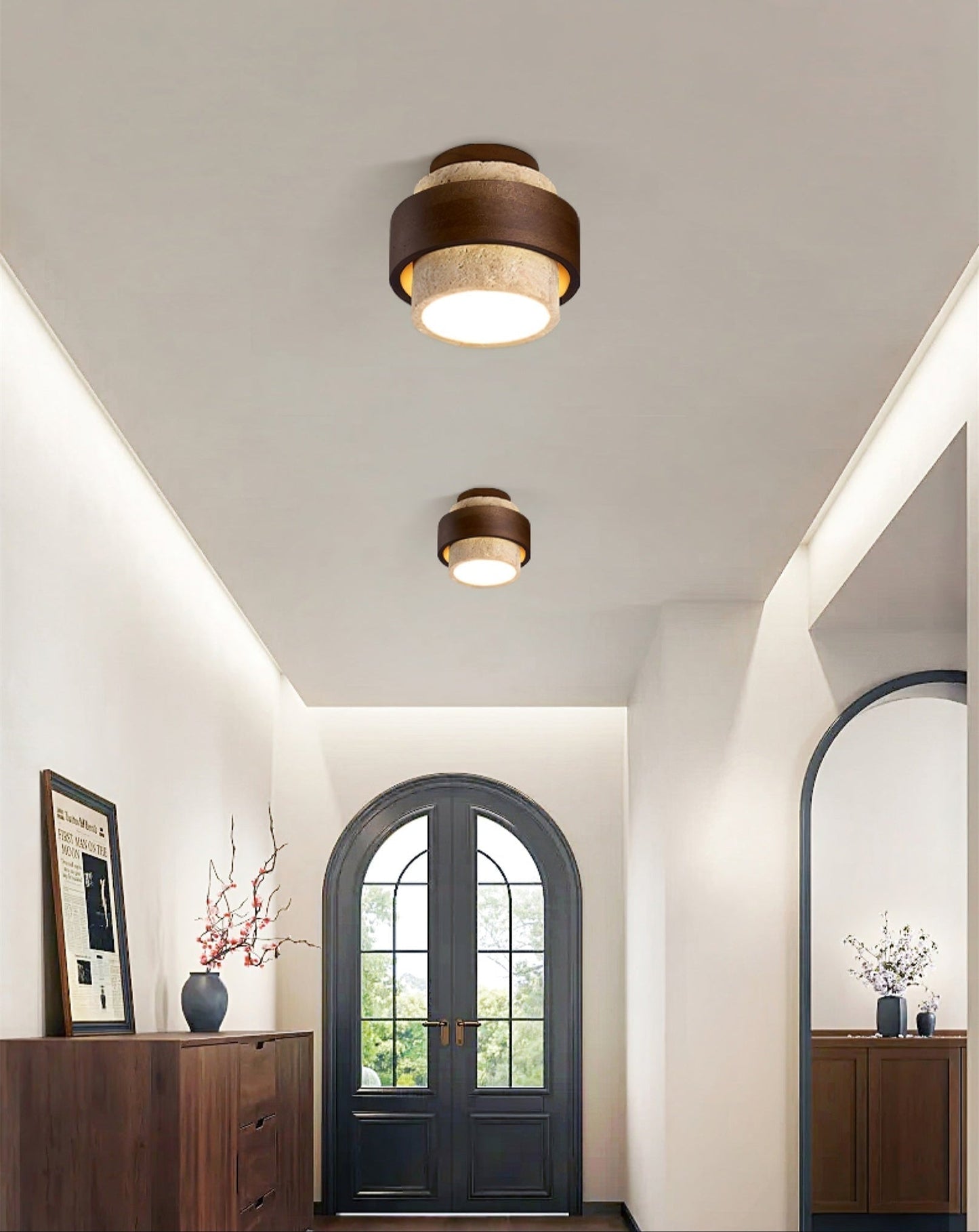 Eltalor Layered Ring Travertine Ceiling Light