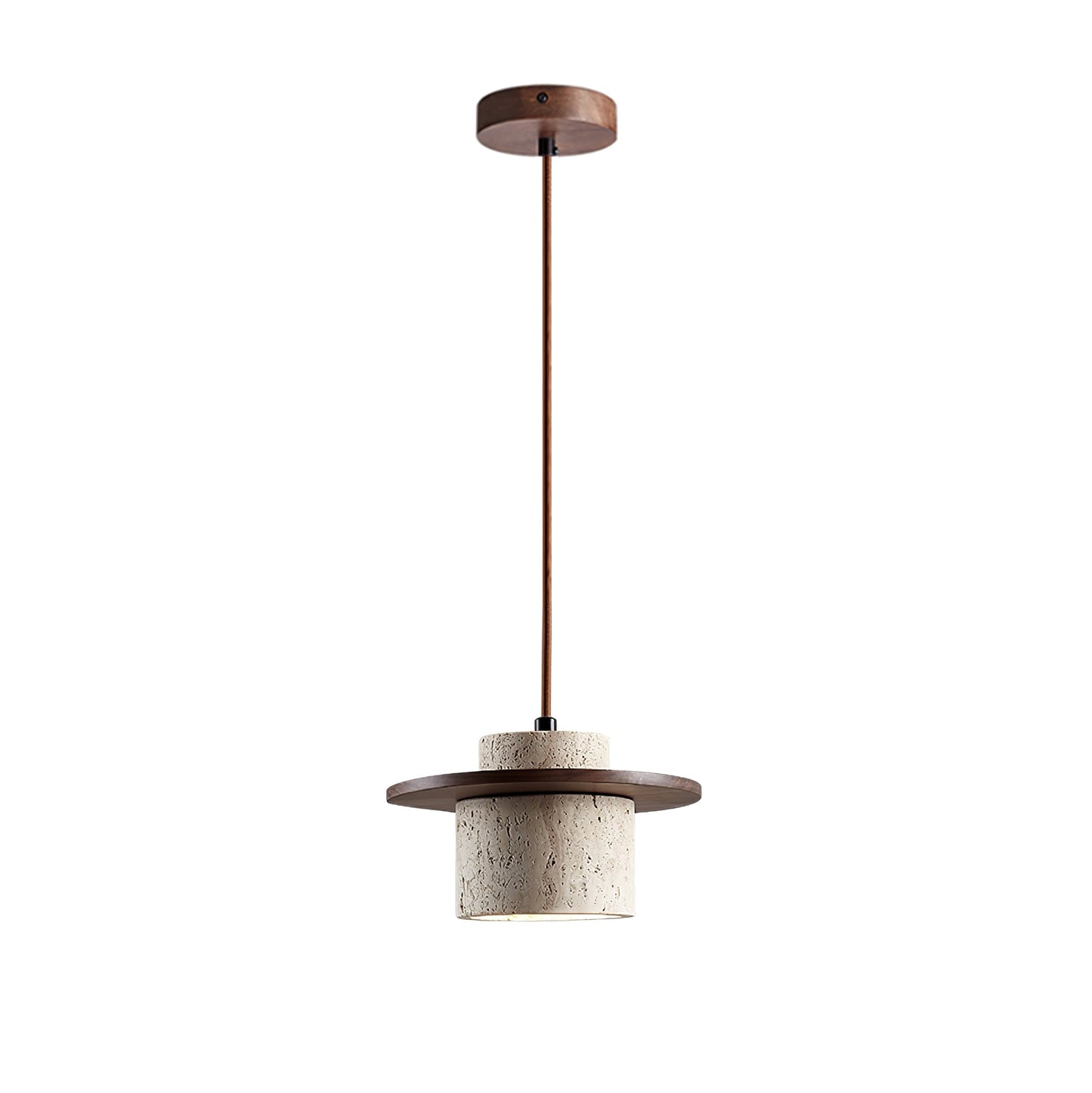 Elvaria Disc Cylinder Travertine Pendant Light