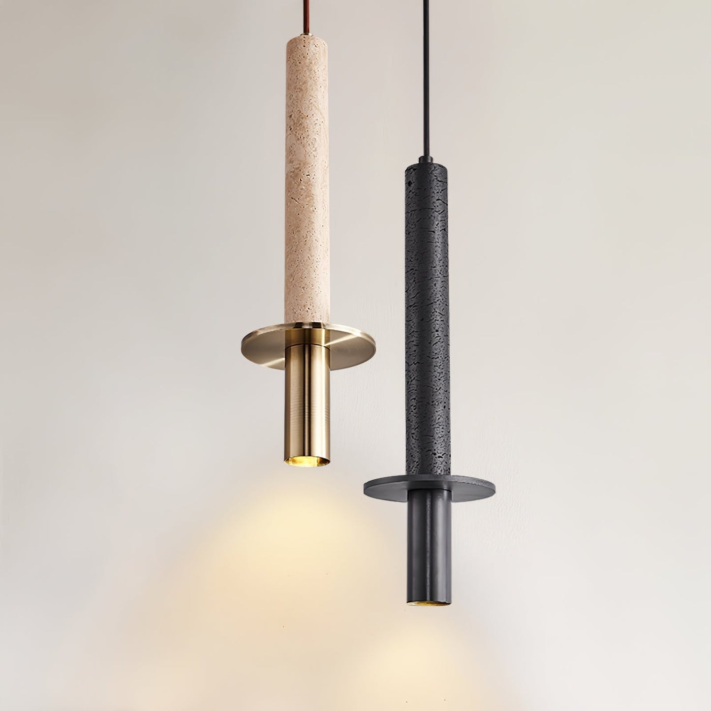 Avdoryra Dual Cylinder Travertine Pendant Light