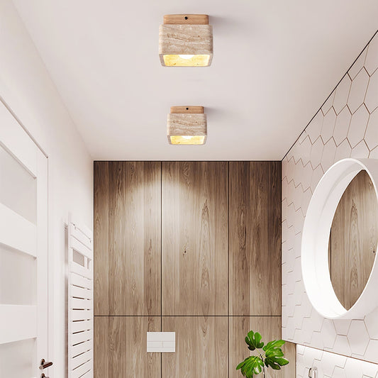Alaearis Textured Travertine Ceiling Light