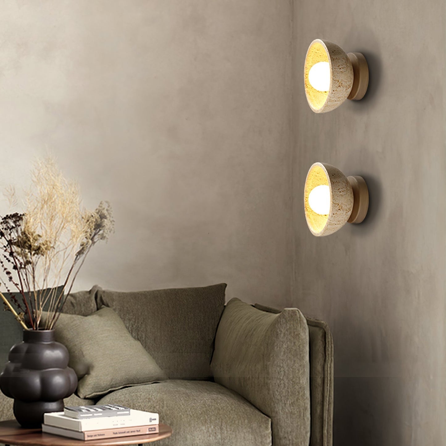 Vacaris Half-dome Travertine Wall Light