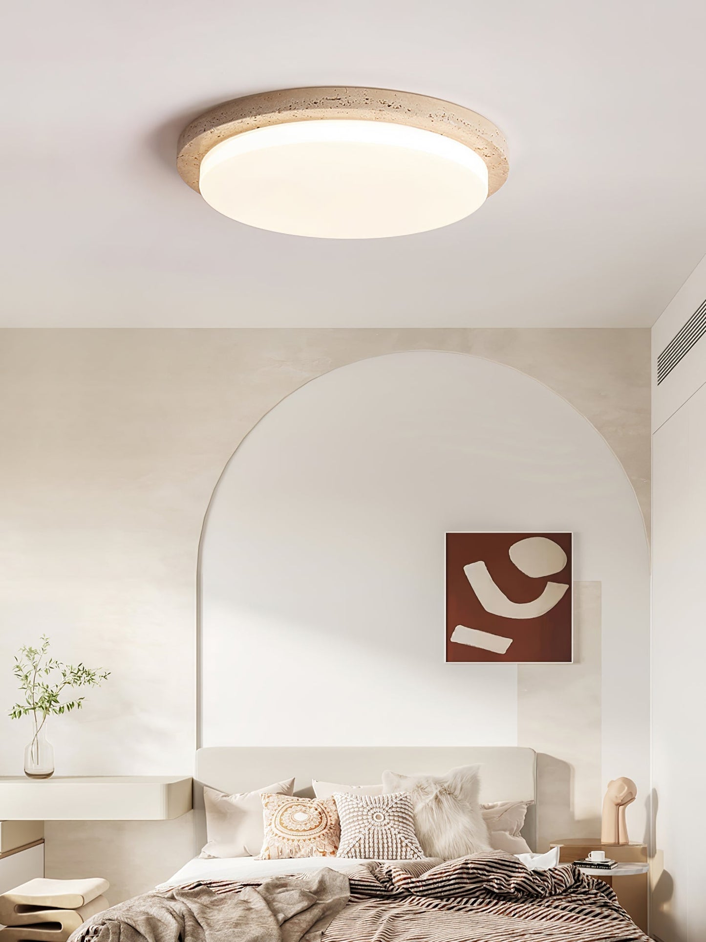 Etala Smooth-rim Travertine Ceiling Light
