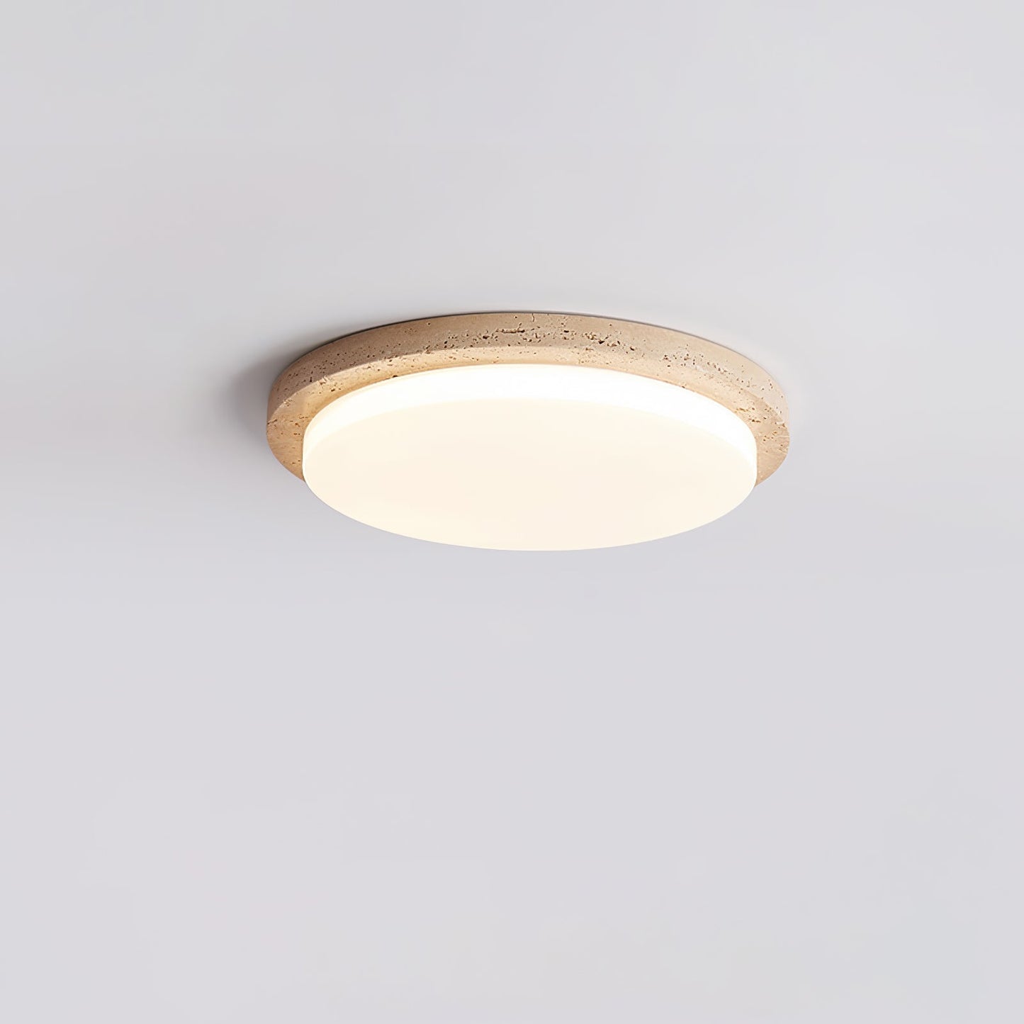 Etala Smooth-rim Travertine Ceiling Light