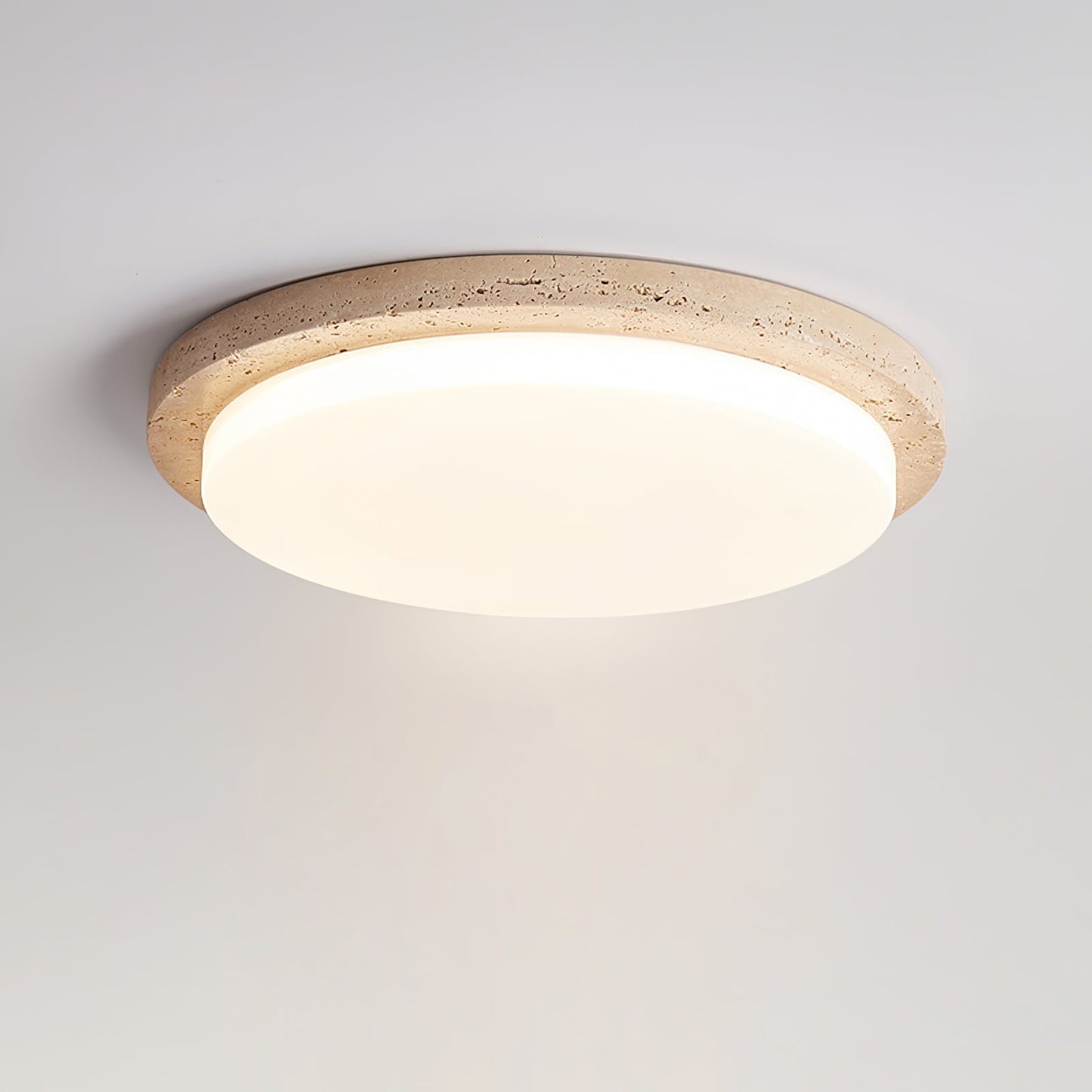 Etala Smooth-rim Travertine Ceiling Light