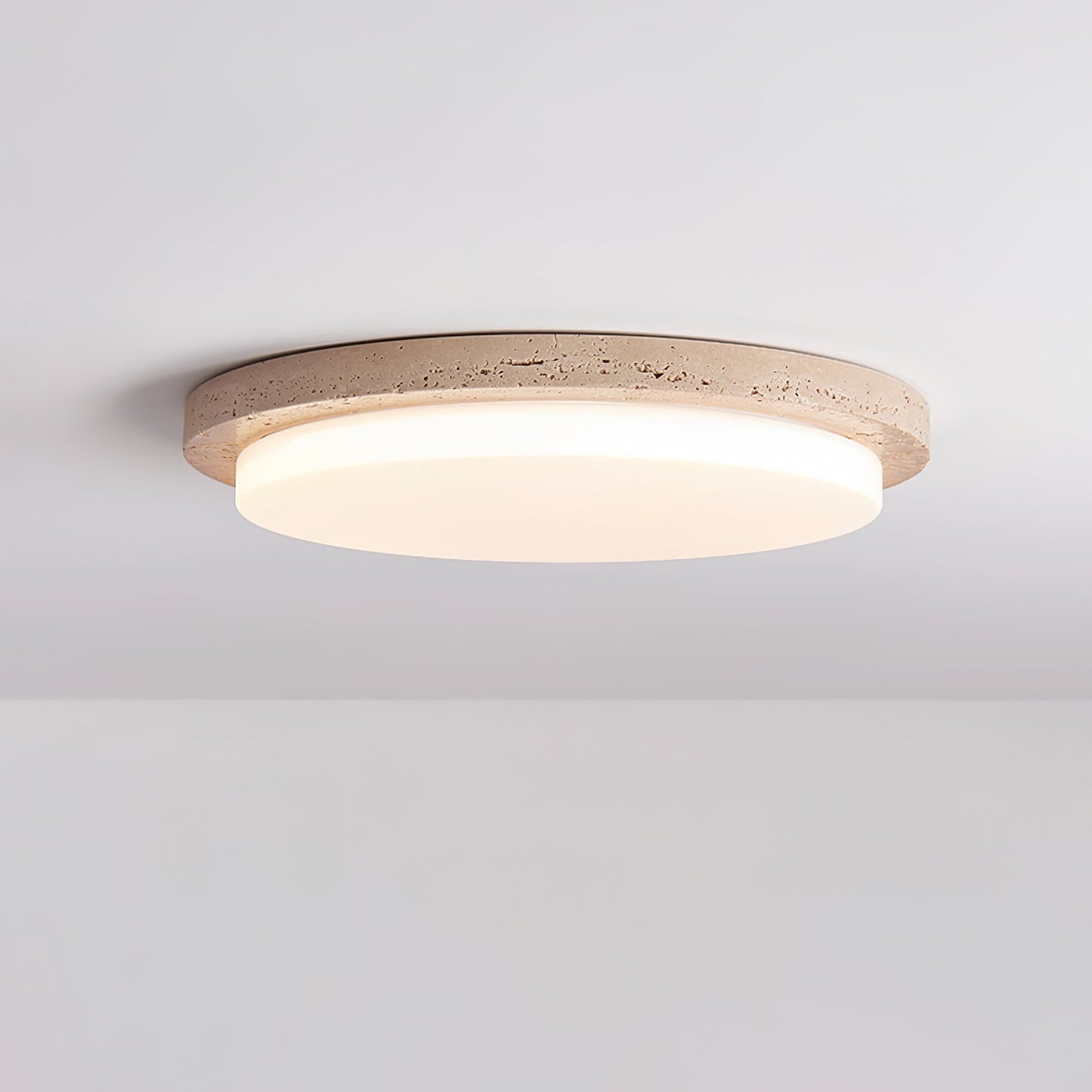 Etala Smooth-rim Travertine Ceiling Light
