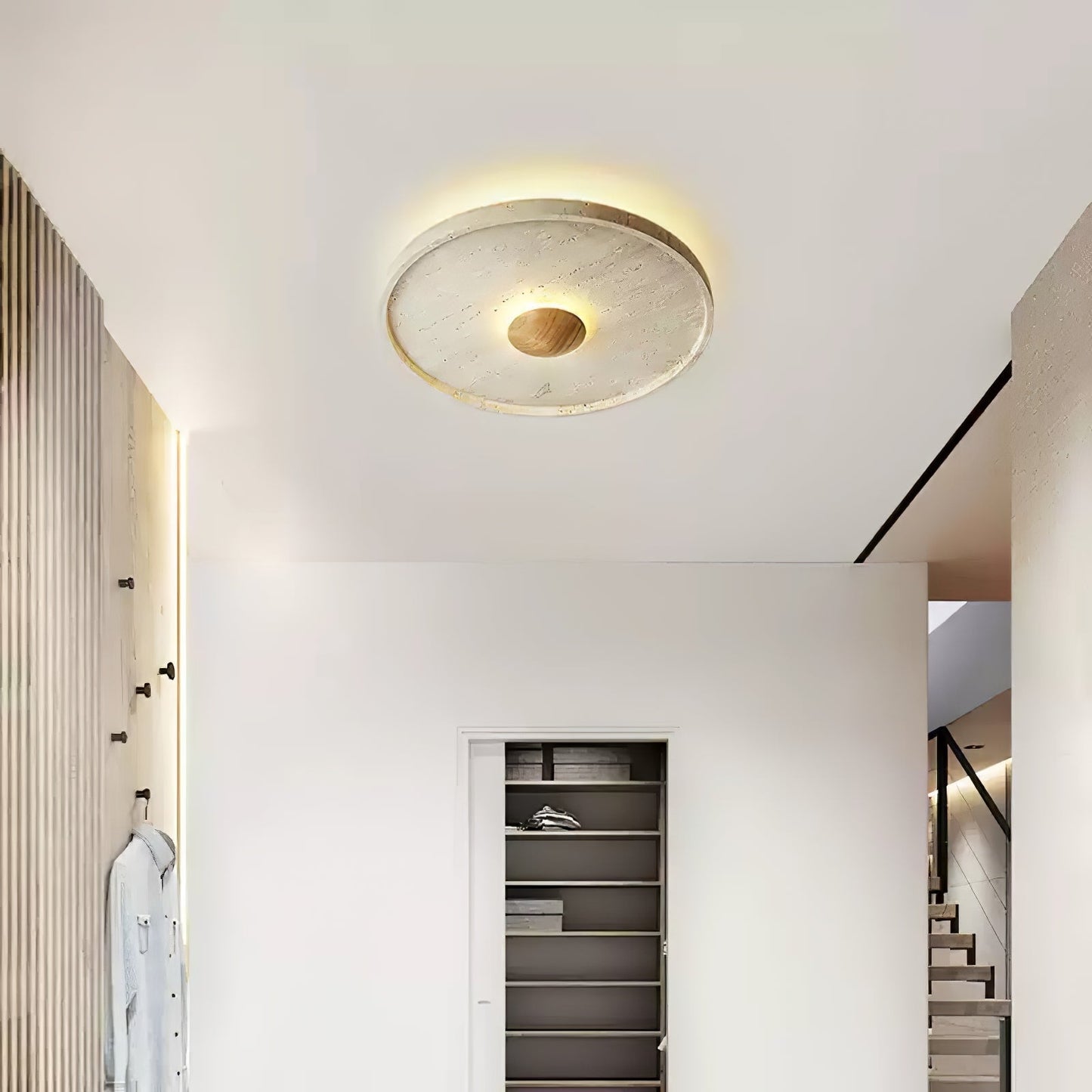 Lumiround Disc Inset Travertine Ceiling Light