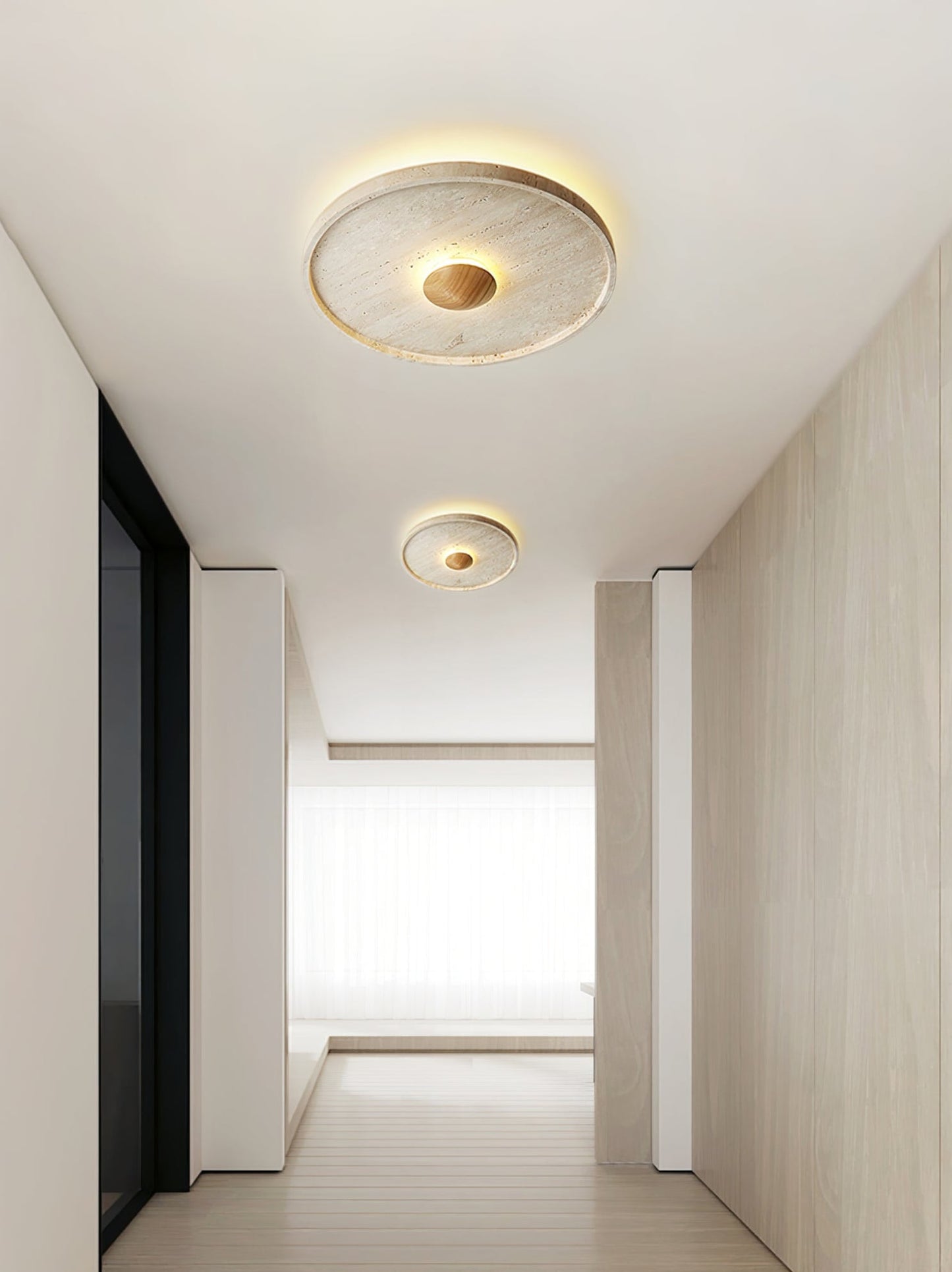 Lumiround Disc Inset Travertine Ceiling Light