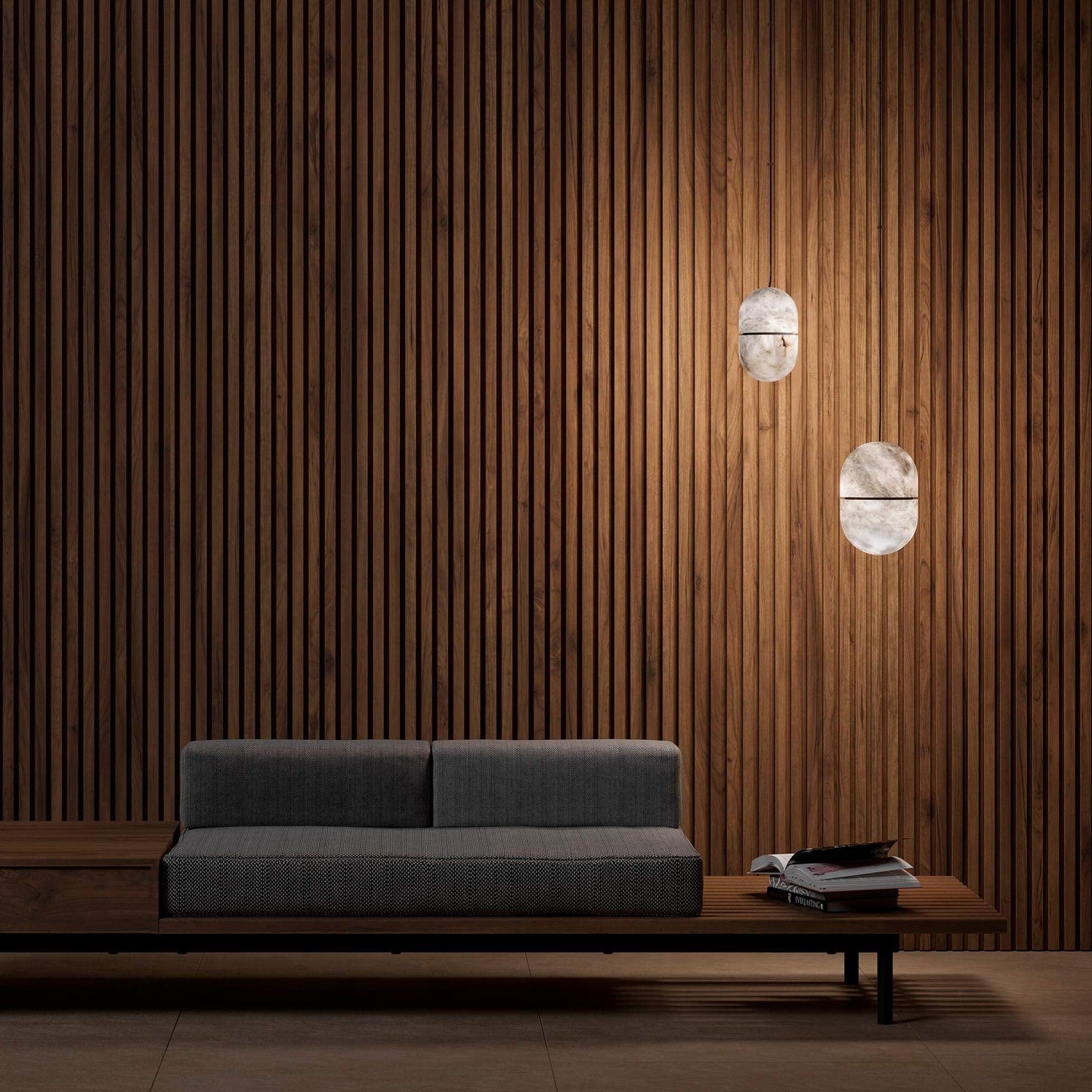 Strata Alabaster Pendant Light Capsule-shaped