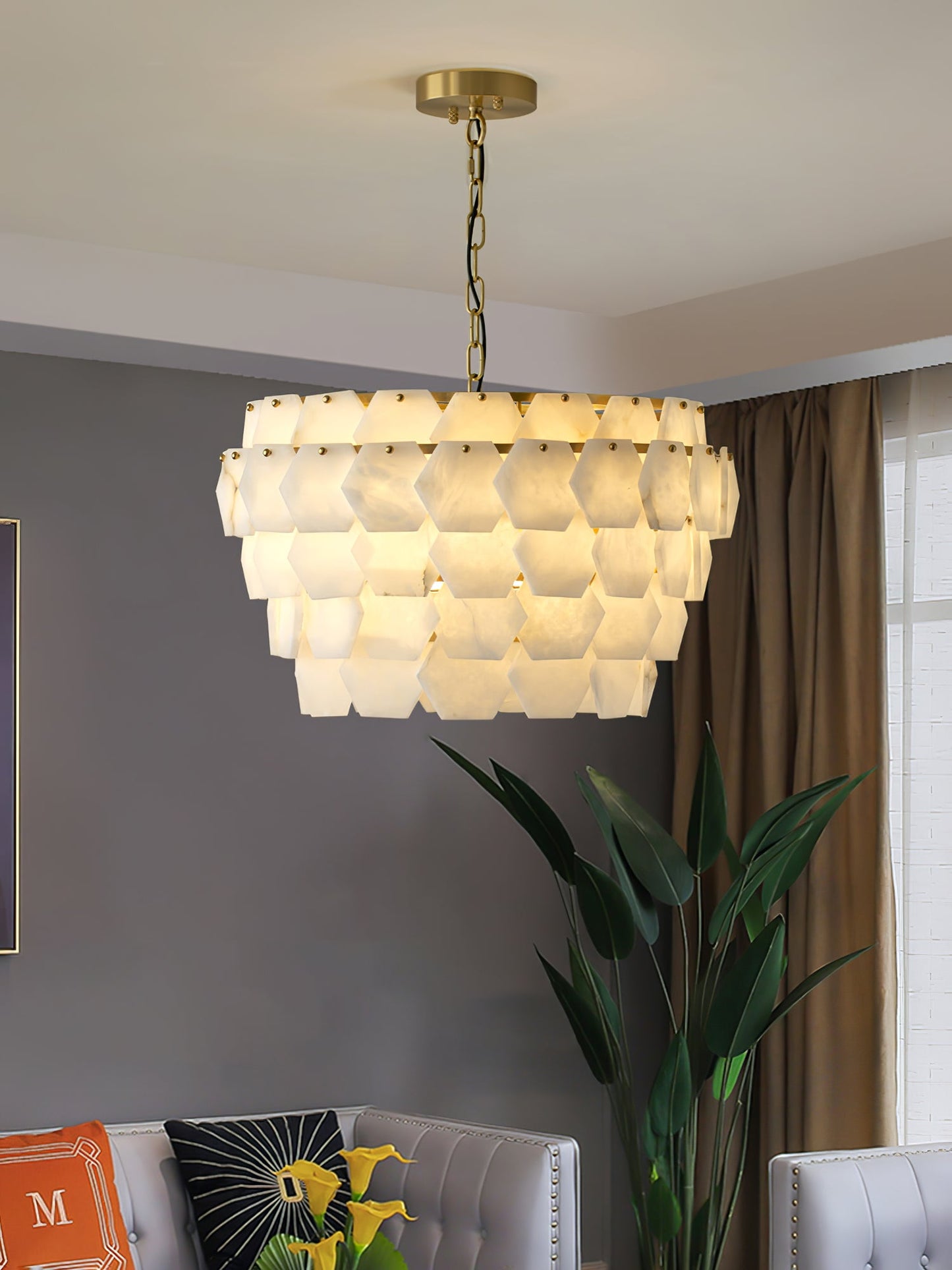 Evenaris Honeycomb Alabaster Chandelier